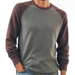 FAHERTY LEGEND BASEBALL SWEATER CREW Dark Rock Burgundy Grey Twill Mens Large